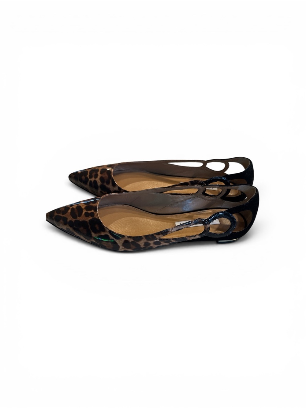 Aquazzura Fenix‎ Leopard Print Pointed Toe Slingback Flats - Brown SZ 37.5 - Picture 5 of 7